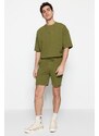 Trendyol Limited Edition Khaki Regular 100% Cotton Label Detail Textured Shorts & Bermuda