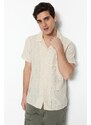 Trendyol Beige Regular Fit Textured Summer Linen Look Shirt