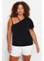 Trendyol Curve Black Single Sleeve Knitted Blouse