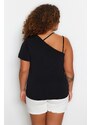 Trendyol Curve Black Single Sleeve Knitted Blouse