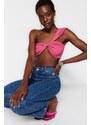 Trendyol Fuchsia Crop Knitted Textured Bustier