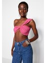 Trendyol Fuchsia Crop Knitted Textured Bustier