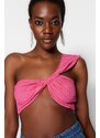 Trendyol Fuchsia Crop Knitted Textured Bustier