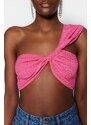 Trendyol Fuchsia Crop Knitted Textured Bustier