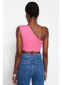 Trendyol Fuchsia Crop Knitted Textured Bustier