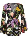 Trendyol Floral Patterned Woven Striped Blouse and Short Set