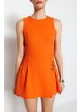 Trendyol Orange Mini Short Skirt with Belt Detail Woven Jumpsuit