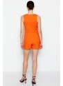 Trendyol Orange Mini Short Skirt with Belt Detail Woven Jumpsuit