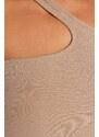 Trendyol Curve Mink Basic Corduroy Knitted Asymmetrical Collar Singlet