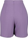 Trendyol Lilac Pleat Detailed Crepe Knitted Shorts Skirt