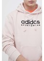 Mikina adidas pánská, růžová barva, s kapucí, s potiskem