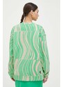 Bavlněná mikina adidas by Stella McCartney dámská, zelená barva, vzorovaná