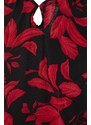 Trendyol Red Straight Cut Maxi Woven Chiffon Lined Floral Pattern Woven Dress