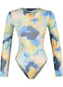 Trendyol Multicolored Printed Crewneck Long Sleeve Flexible Tulle Snapback Knitted Body