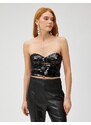 Koton Sequined Bustier Strapless Zipper Back