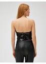 Koton Sequined Bustier Strapless Zipper Back