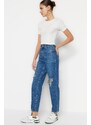 Trendyol Blue Ripped High Waist Mom Jeans