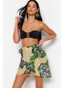 Trendyol Tropical Patterned Mini Woven Tie Skirt