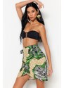 Trendyol Tropical Patterned Mini Woven Tie Skirt