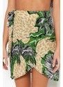 Trendyol Tropical Patterned Mini Woven Tie Skirt