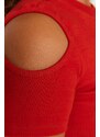 Trendyol Curve Cinnamon Corduroy Knitted Cut Out Detailed Blouse