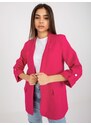 BASIC TMAVĚ RŮŽOVÉ ELEGANTNÍ SAKO S OHRNOVACÍMI RUKÁVY -DARK PINK Tmavě růžová