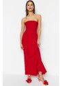 Trendyol Red Woven Long Evening Dress