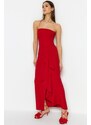 Trendyol Red Woven Long Evening Dress