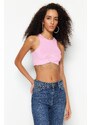 Trendyol Pink Crop Knitted Accessory Blouse