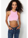 Trendyol Pink Crop Knitted Accessory Blouse