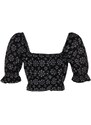 Trendyol Floral Patterned Crop Woven Balloon Sleeve 100% Cotton Blouse