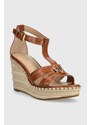 Kožené sandály Lauren Ralph Lauren Hale II dámské, hnědá barva, na klínku
