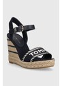 Sandály Tommy Hilfiger SEASONAL WEBBING WEDGE dámské, tmavomodrá barva, na platformě, FW0FW07088