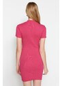 Trendyol Fuchsia Fitted Short Sleeve Crew Neck Mini Ribbed Flexible Knit Dress