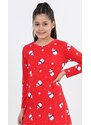 Vienetta Secret Dětská noční košile s dlouhým rukávem Sněhuláci - červená