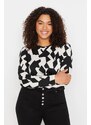 Trendyol Curve Multicolor Patterned Bodycone Ribbed Knitted Blouse