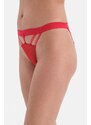 Dagi Red String Detailed Fishnet Brazilian Panties