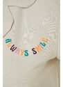 Trendyol Light Beige Motto Embroidered Shirt-Shorts, Woven Pajamas Set