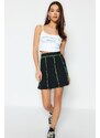 Trendyol Stitched Normal Waist Corduroy Mini, Flexible Knitted Skirt in Black Black