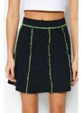 Trendyol Stitched Normal Waist Corduroy Mini, Flexible Knitted Skirt in Black Black