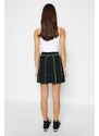 Trendyol Stitched Normal Waist Corduroy Mini, Flexible Knitted Skirt in Black Black