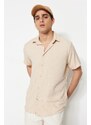 Trendyol Stone Regular Fit Short Sleeve Textured Knitted Shirt