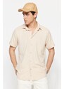 Trendyol Stone Regular Fit Short Sleeve Textured Knitted Shirt