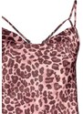 Trendyol Pink Satin Leopard Patterned Lace Collar Woven Nightgown