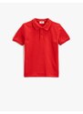 Koton Basic Polo T-Shirt with Short Sleeves and Button Detail.