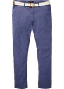bonprix Strečové chino kalhoty Regular Fit z kolekce Speciální střih, s páskem, Straight Modrá