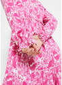 bonprix Viskózové mačkané midi šaty s volány a kapsami Pink