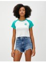 Koton Crop T-Shirt Embroidered Short Sleeve Crew Neck