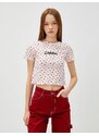 Koton Crop T-Shirt Watermelon Printed Crew Neck Short Sleeve