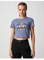 Koton Printed Crop T-Shirt, Crew Neck Short Sleeves